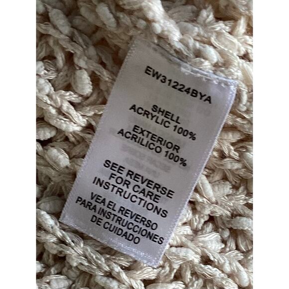 Altar'd State Women Boho Anabella Oversized Fringe Pullover Sweater Cream Medium - Picture 10 of 11